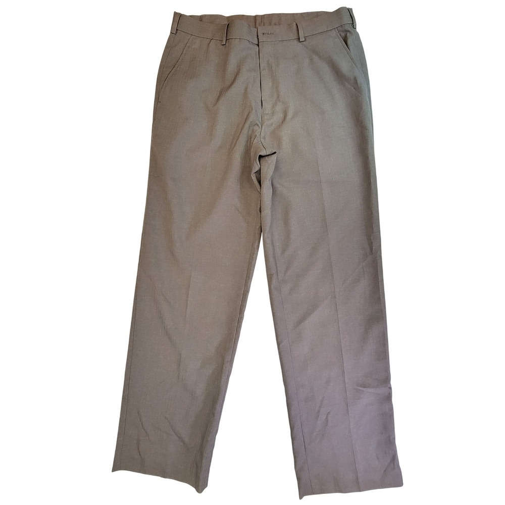 Perry Ellis Portfolio Men's Gray Flat Front Dress Pants Size 34x32‎
